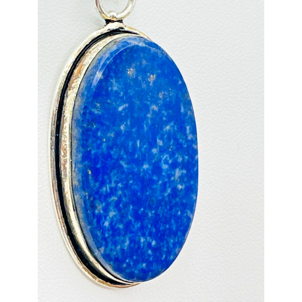 Lapis Lazuli Pendant Sterling Silver Necklace 24" Box Chain 925 Blue Gemstone - Picture 3 of 13